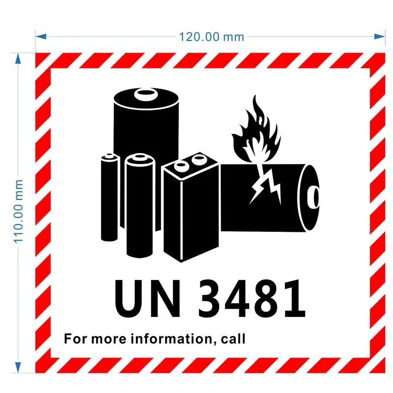 Lithium Battery Label Marks UN3481, 120mm x 110mm | Panda Paper Roll